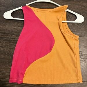 Pink & orange cropped tank top